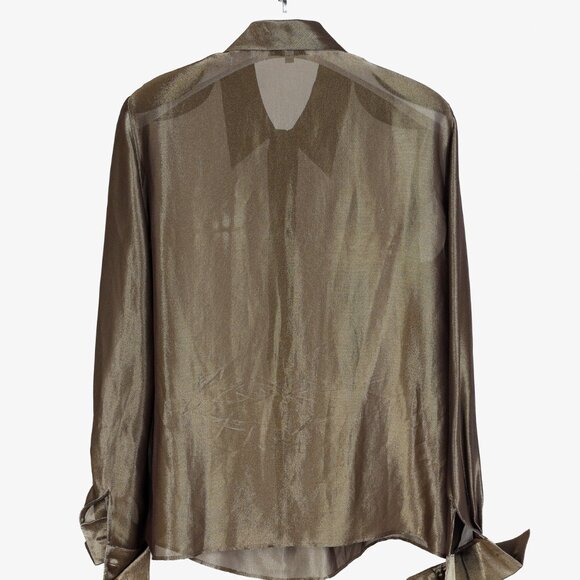 Giorgio Armani Gold Lamé French Cuff Blouse - Picture 2 of 12